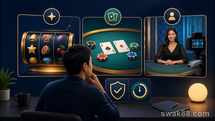 Slots table games and live dealer rounds explained