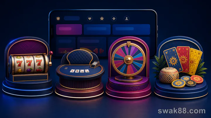 Slots, a live table, a wheel game, and Filipino-inspired games compared